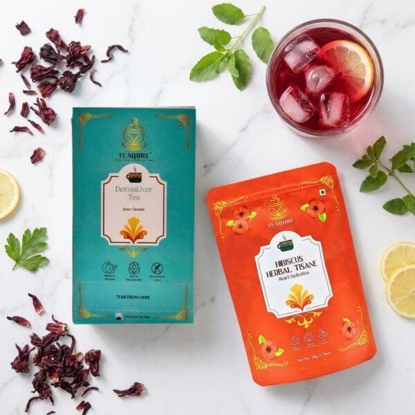 TeaQure Detox Duo – DetoxaLiver and hibiscus herbal tea