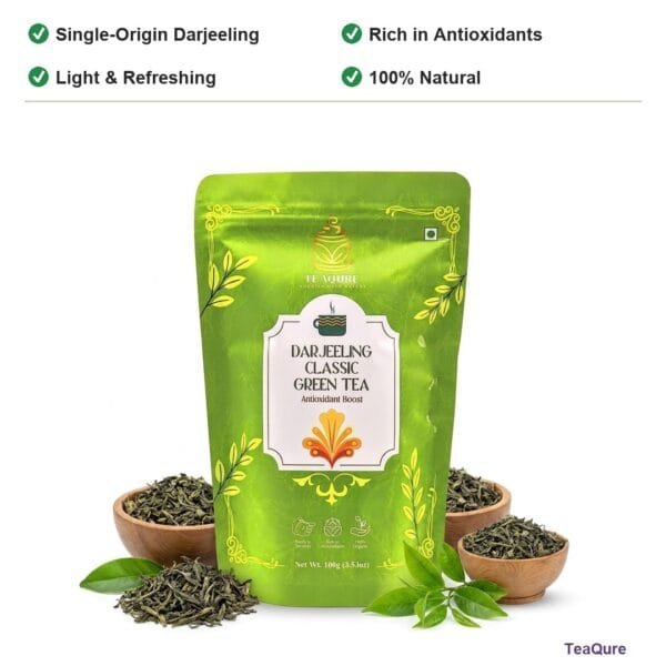 TeaQure Darjeeling Green - Single-Origin Darjeeling, Rich in Antioxidants, Light & Refreshing