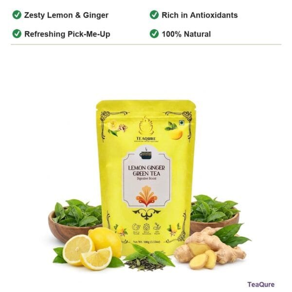 TeaQure Lemon Ginger - Zesty Lemon & Ginger, Rich in Antioxidants, Refreshing Pick-Me-Up