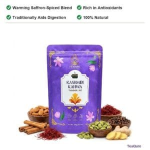 TeaQure Kahwa - Warming Saffron-Spiced Blend, Rich in Antioxidants, Traditionally Aids Digestion