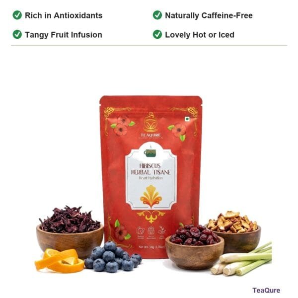 TeaQure Hibiscus - Rich in Antioxidants, Naturally Caffeine-Free, Tangy Fruit Infusion