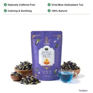 TeaQure Butterfly Pea - Naturally Caffeine-Free, Vivid Blue Antioxidant Tea, Calming & Soothing