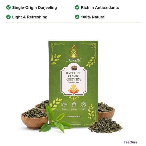 TeaQure Darjeeling Green - Single-Origin Darjeeling, Rich in Antioxidants, Light & Refreshing