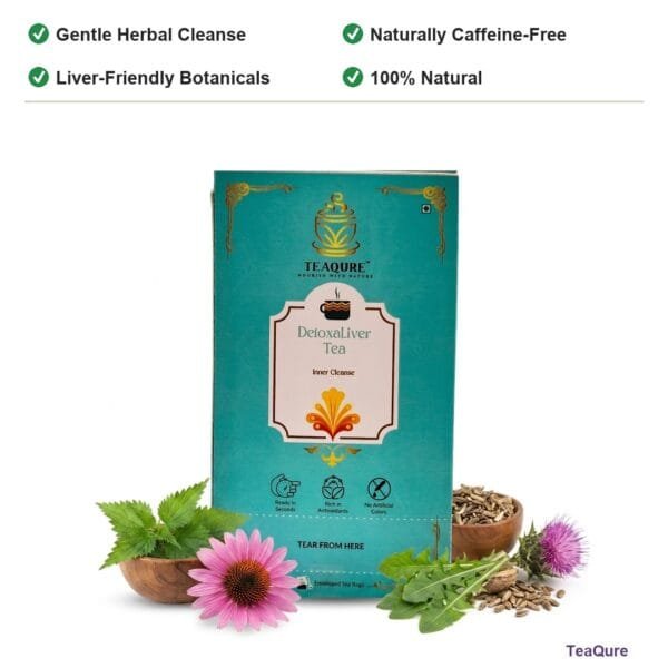 TeaQure Detoxaliver - Gentle Herbal Cleanse, Naturally Caffeine-Free, Liver-Friendly Botanicals