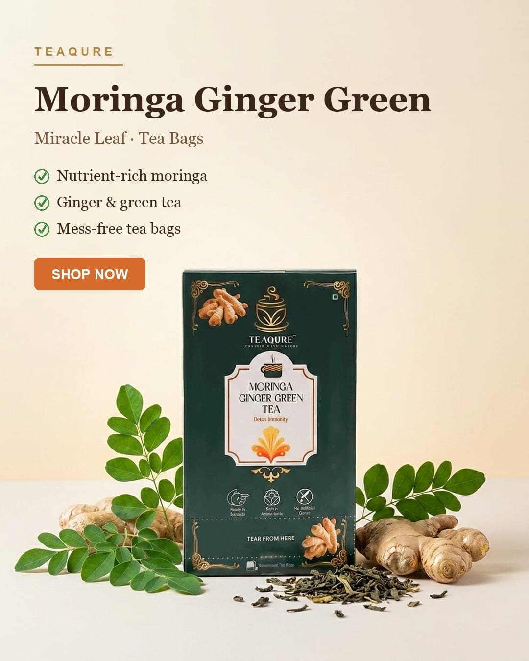 Moringa Ginger tea bags